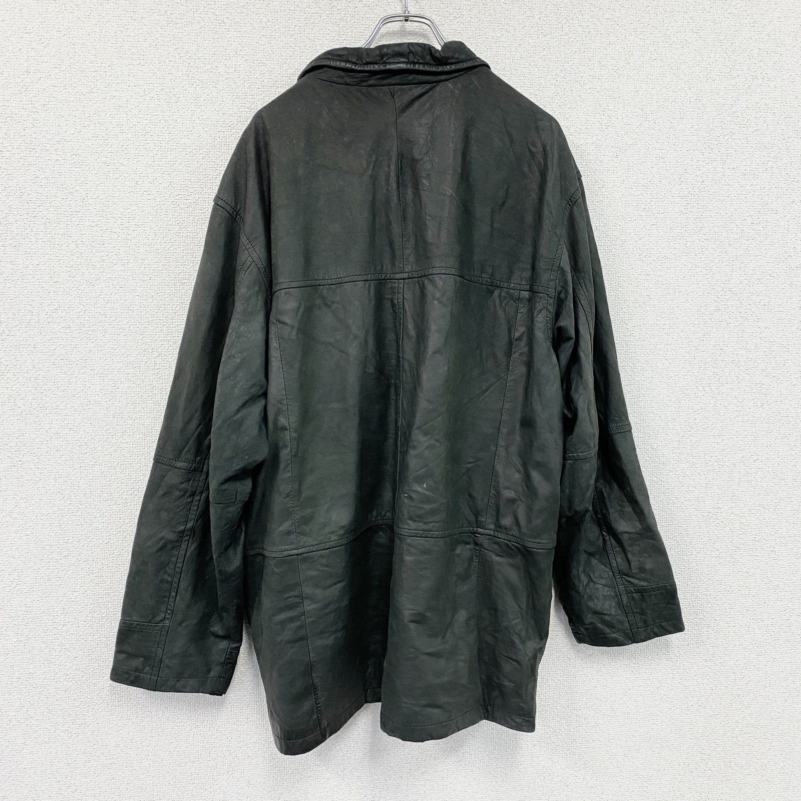 CAMEL　レザージャケット/革ジャン　ハーフコート　黒　ブラック　XLサイズ