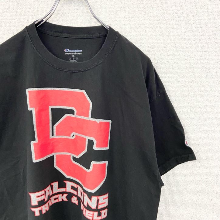 Champion　チャンピオン　半袖プリントTシャツ　Del City　両面プリント　クルーネック　現行　黒　ブラック　XLサイズ