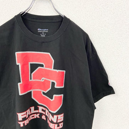 Champion　チャンピオン　半袖プリントTシャツ　Del City　両面プリント　クルーネック　現行　黒　ブラック　XLサイズ