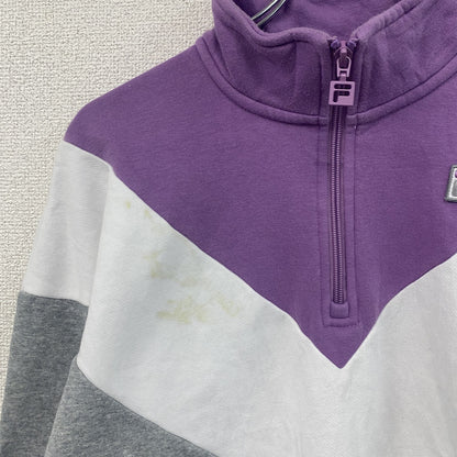 FILA　フィラ　ハーフジップスウェット/トレーナー　グレー　ホワイト　パープル　Mサイズ