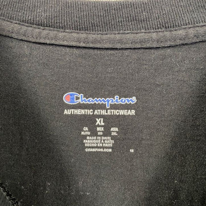 Champion　チャンピオン　半袖プリントTシャツ　Del City　両面プリント　クルーネック　現行　黒　ブラック　XLサイズ