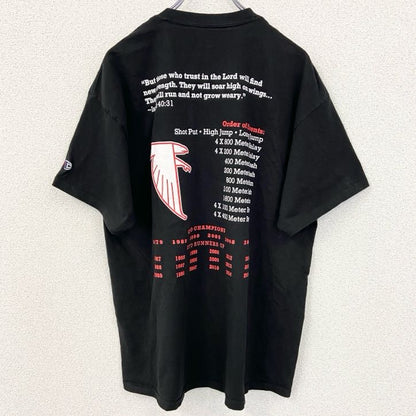 Champion　チャンピオン　半袖プリントTシャツ　Del City　両面プリント　クルーネック　現行　黒　ブラック　XLサイズ