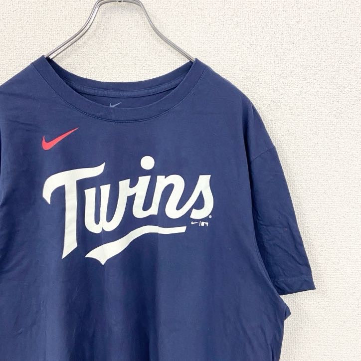 古着 used　NIKE ナイキ　MLB　ミネスタ・ツインズ　KEPLER　半袖ロゴプリントTシャツ　紺　ネイビー　XXLサイズ