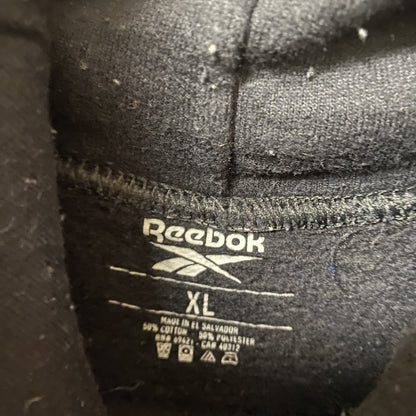 古着 used　Reebok リーボック　長袖ビッグロゴデザインパーカー　フーディー　バイカラー　黒　XＬサイズ