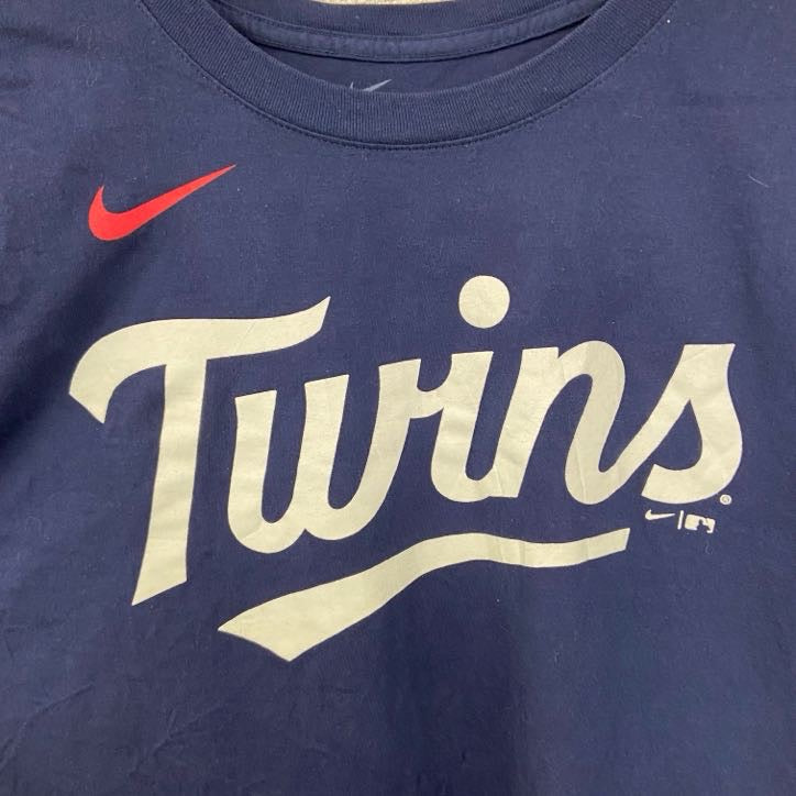 古着 used　NIKE ナイキ　MLB　ミネスタ・ツインズ　KEPLER　半袖ロゴプリントTシャツ　紺　ネイビー　XXLサイズ
