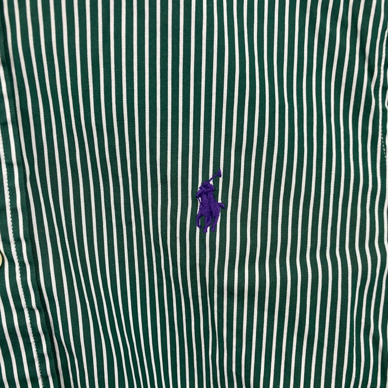 RALPH LAUREN　ラルフローレン　長袖シャツ　ストライプ　緑　グリーン　XSサイズ