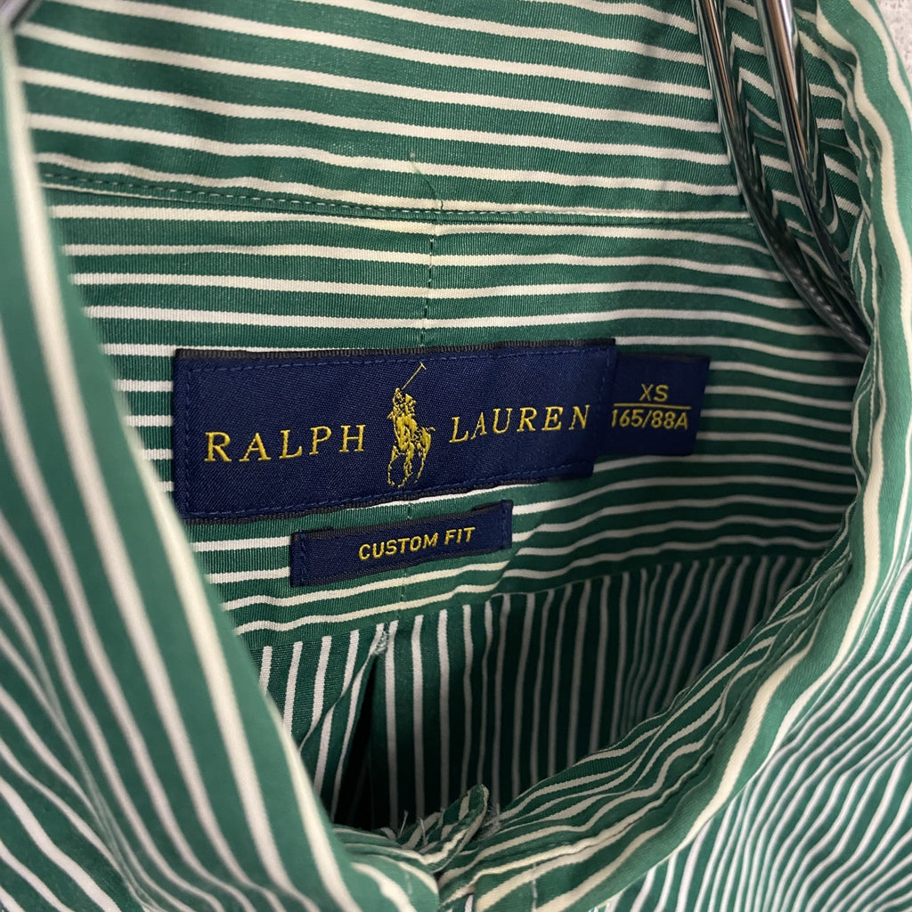 RALPH LAUREN　ラルフローレン　長袖シャツ　ストライプ　緑　グリーン　XSサイズ