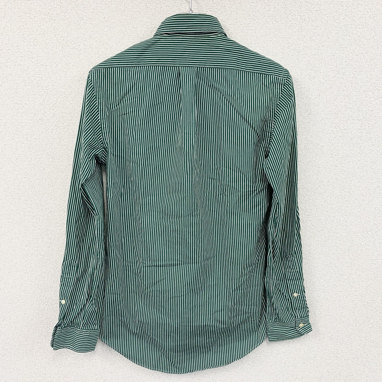 RALPH LAUREN　ラルフローレン　長袖シャツ　ストライプ　緑　グリーン　XSサイズ