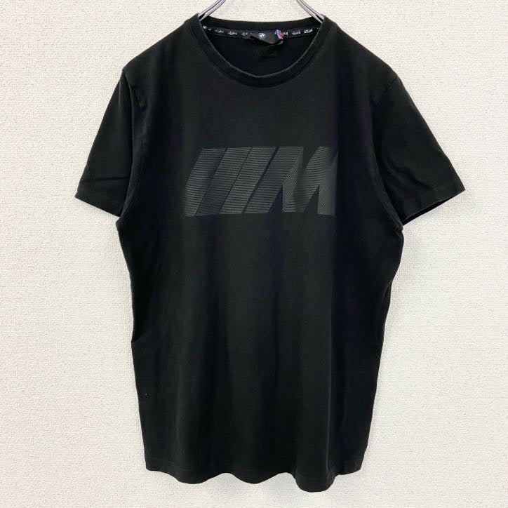 古着 used　BMW　長袖ロゴプリントTシャツ　クルーネック　黒　ブラック　シンプルデザイン　Sサイズ