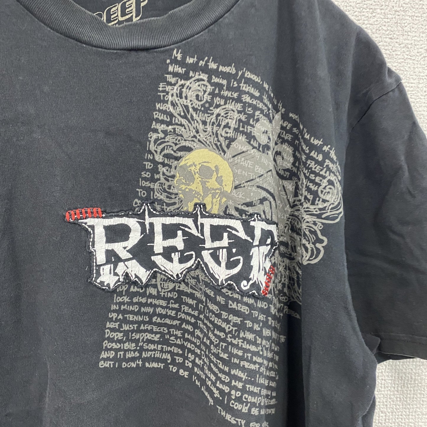 GIACOMONI LUCIEN　REEF　半袖プリントTシャツ　スカル　骸骨　英字プリント　クルーネック　黒　ブラック　XLサイズ