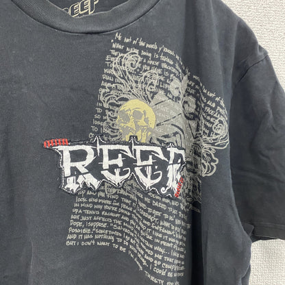 GIACOMONI LUCIEN　REEF　半袖プリントTシャツ　スカル　骸骨　英字プリント　クルーネック　黒　ブラック　XLサイズ