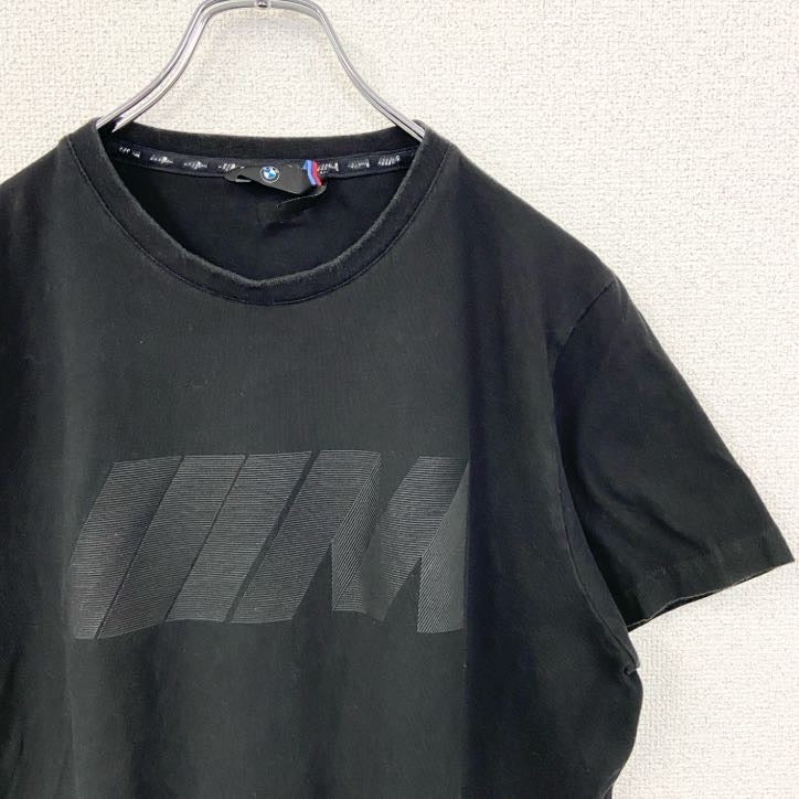 古着 used　BMW　長袖ロゴプリントTシャツ　クルーネック　黒　ブラック　シンプルデザイン　Sサイズ