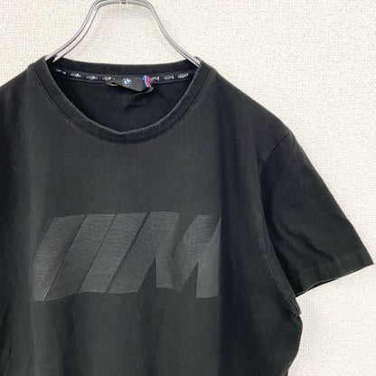 古着 used　BMW　長袖ロゴプリントTシャツ　クルーネック　黒　ブラック　シンプルデザイン　Sサイズ