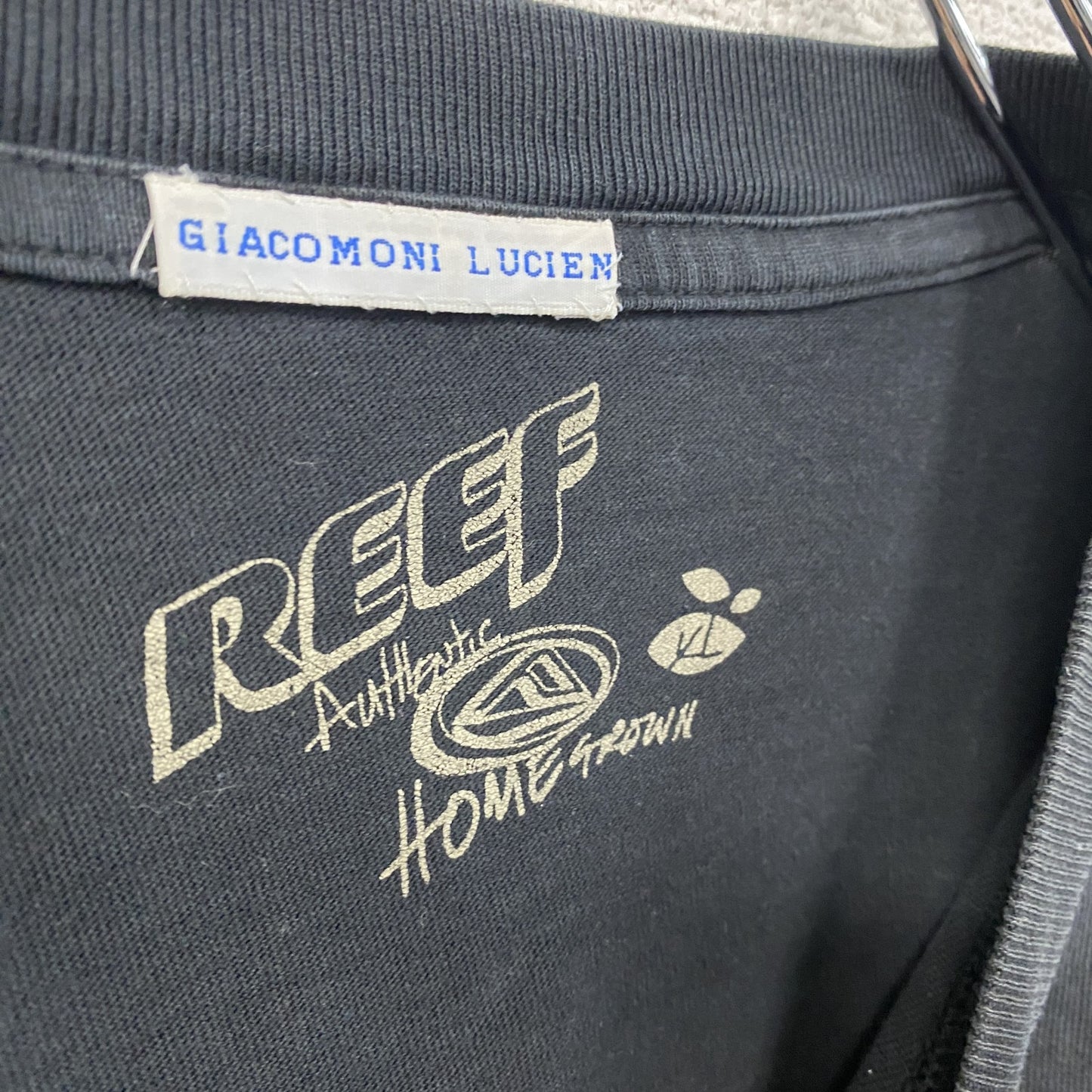 GIACOMONI LUCIEN　REEF　半袖プリントTシャツ　スカル　骸骨　英字プリント　クルーネック　黒　ブラック　XLサイズ