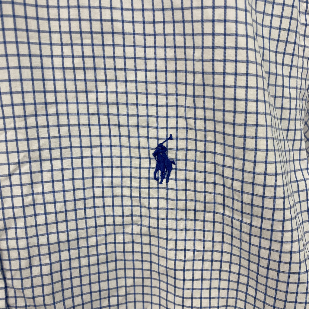RALPH LAUREN　ラルフローレン　半袖シャツ/ボタンダウンシャツ　チェック　青　白　ブルー　ホワイト　Lサイズ