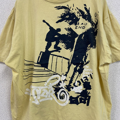 SHAMP　半袖プリントTシャツ　スケボー　スケーター　英字プリント　黄色　イエロー　Mサイズ