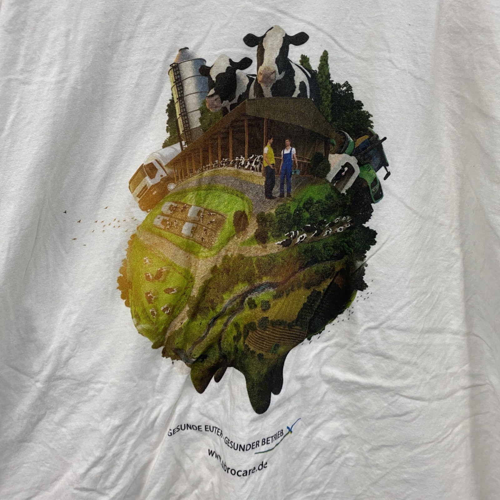 GILDAN　ギルダン　半袖プリントアニマルTシャツ　牛　クルーネック　白　ホワイト　2XLサイズ