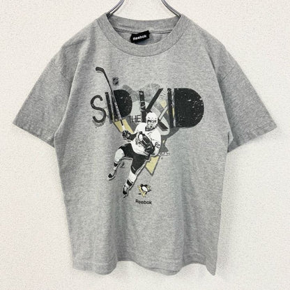 古着 used　Reebok リーボック　半袖プリントTシャツ　NHL　シドニークロスビー　ペンギンス　グレー　灰色　Lサイズ