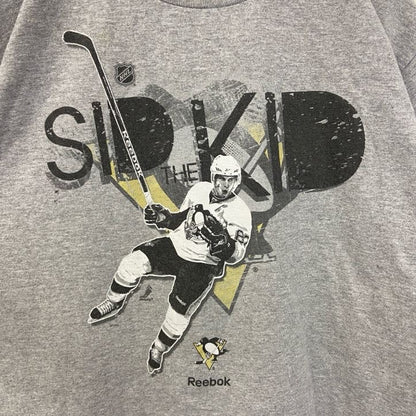 古着 used　Reebok リーボック　半袖プリントTシャツ　NHL　シドニークロスビー　ペンギンス　グレー　灰色　Lサイズ