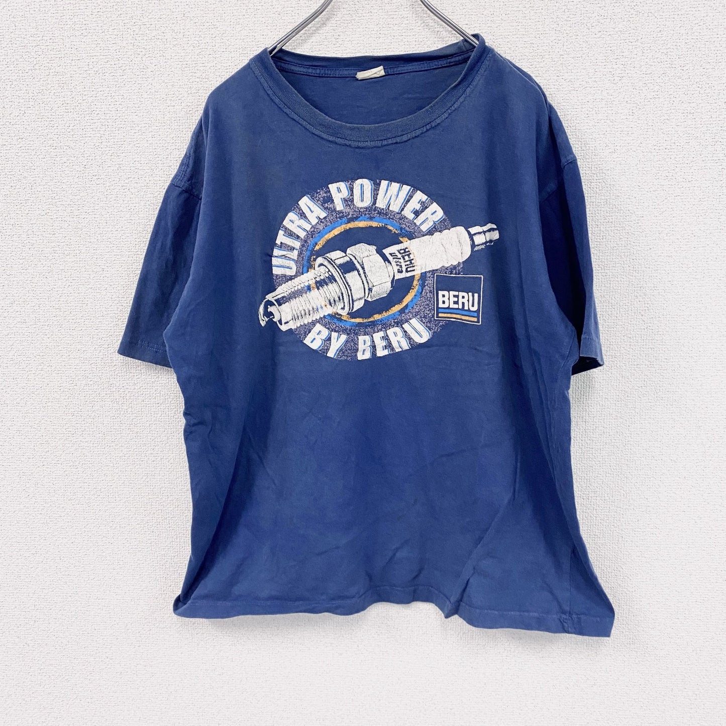 半袖プリントTシャツ　青　ブルー　XLサイズ