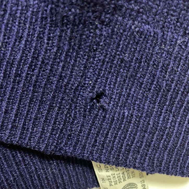 古着 used　80s　Barrie　Vネック無地ニットベスト　薄手セーター　ネイビー　紺　ヴィンテージ　vintage　レトロ