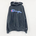 Champion　チャンピオン　リバースウィーブ　スウェットパーカー/フーディー　刺繍ロゴ　デカロゴ　現行　黒　ブラック　Lサイズ