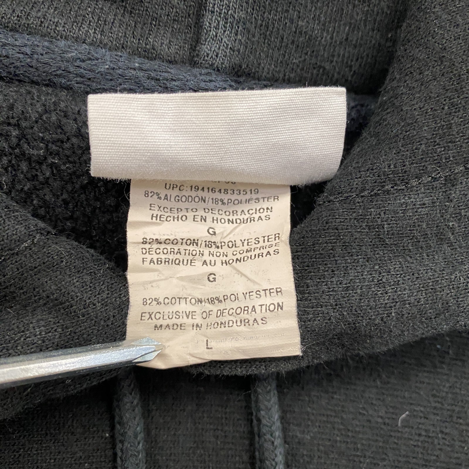 Champion　チャンピオン　リバースウィーブ　スウェットパーカー/フーディー　刺繍ロゴ　デカロゴ　現行　黒　ブラック　Lサイズ