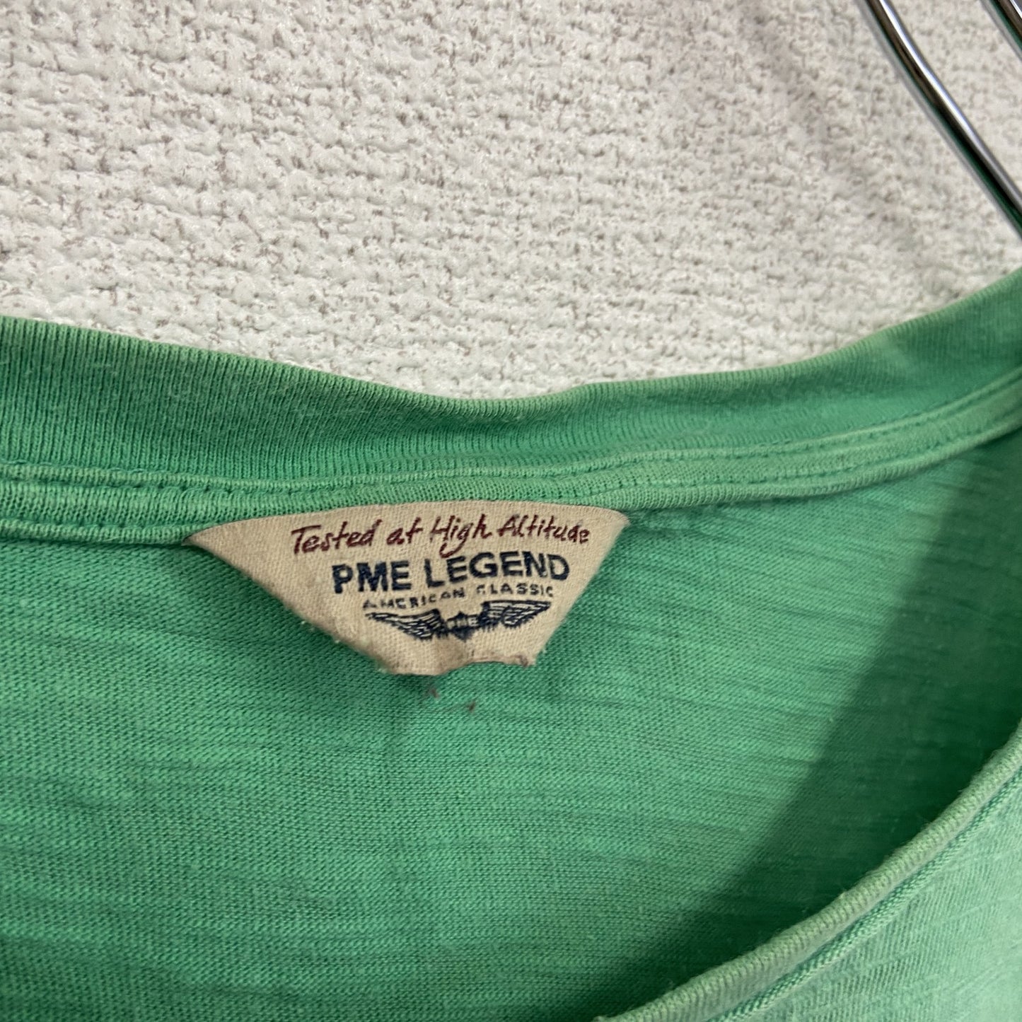 PME LEGEND　半袖プリントアニマルTシャツ　アーチプリント　英字プリント　鷹　三角タグ　緑　グリーン　Lサイズ