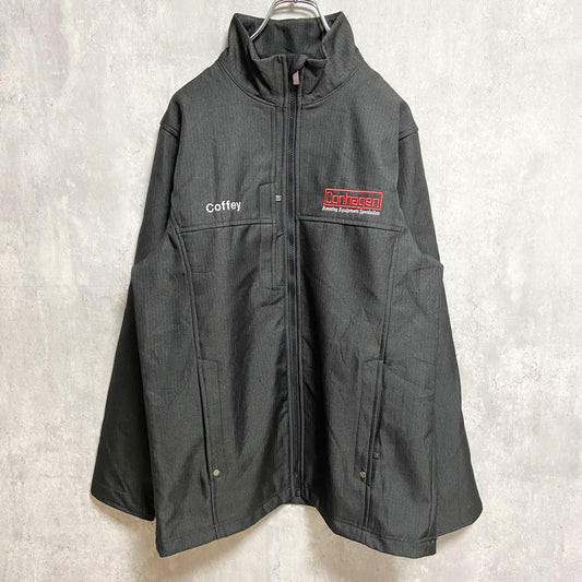 古着 used　NORTH END　Conhagen　長袖ナイロンジャケット　ワンポイント刺繍ハイネックアウター　黒　Mサイズ