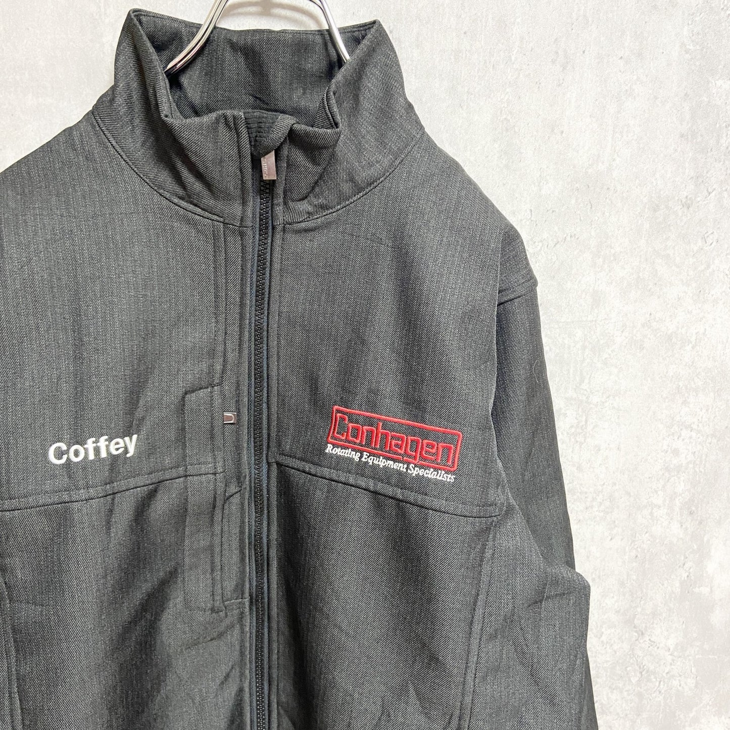 古着 used　NORTH END　Conhagen　長袖ナイロンジャケット　ワンポイント刺繍ハイネックアウター　黒　Mサイズ