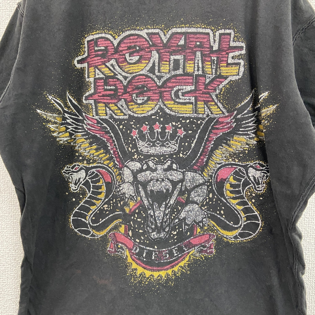 半袖プリントアニマルTシャツ　ROYAL ROCK　蛇　マルチカラー　黒　ブラック