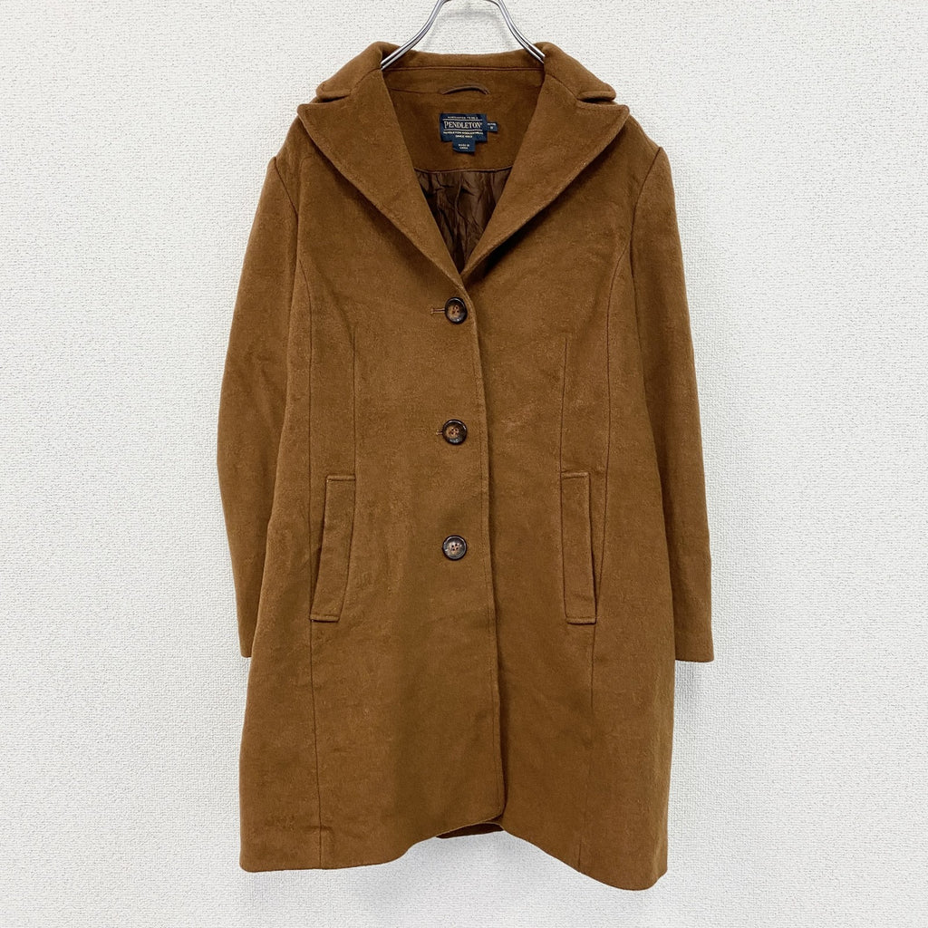 PENDELTON　ペンドルトン　カシミア混ウールチェスターコート　トレンチコート　茶色　ブラウン　８サイズ