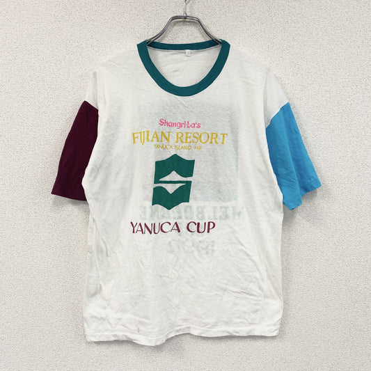 90s　半袖リンガーTシャツ　アニマルT　シングルステッチ　YANUCA CUP　ヴィンテージ　マルチカラー　Lサイズ