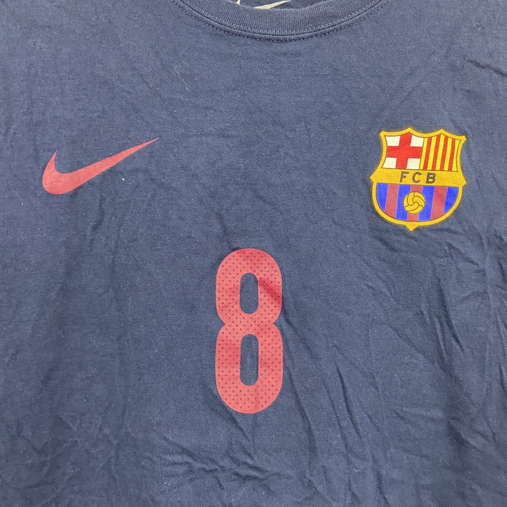 NIKE　ナイキ　FCバルセロナ　イニエスタ　半袖プリントTシャツ　紺　ネイビー　Mサイズ
