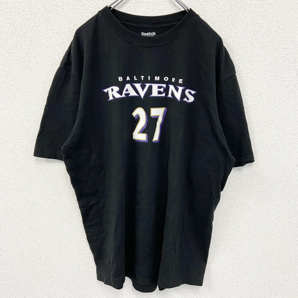古着 used　Reebok リーボック　NFL　ボルチモア・レイブンズ　RICE ライス　半袖プリントTシャツ　黒　XLサイズ