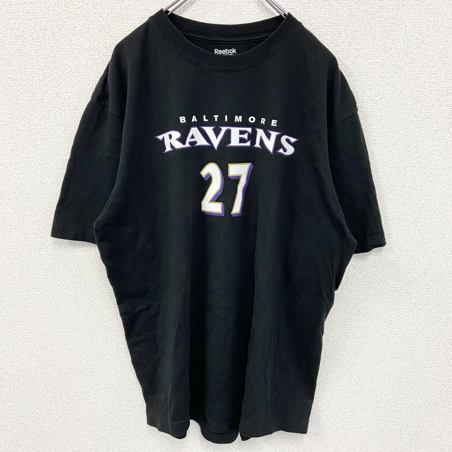 古着 used　Reebok リーボック　NFL　ボルチモア・レイブンズ　RICE ライス　半袖プリントTシャツ　黒　XLサイズ