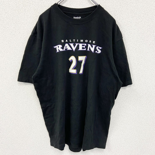 古着 used　Reebok リーボック　NFL　ボルチモア・レイブンズ　RICE ライス　半袖プリントTシャツ　黒　XLサイズ