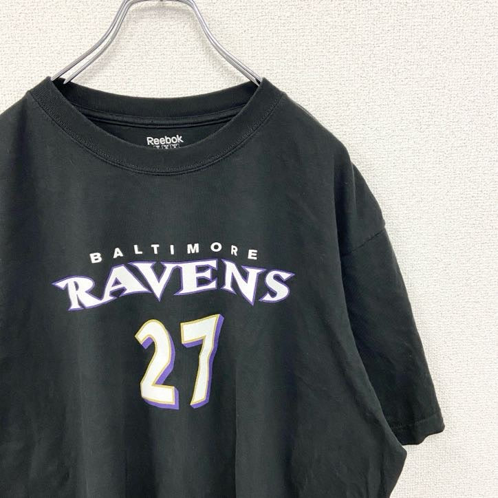 古着 used　Reebok リーボック　NFL　ボルチモア・レイブンズ　RICE ライス　半袖プリントTシャツ　黒　XLサイズ