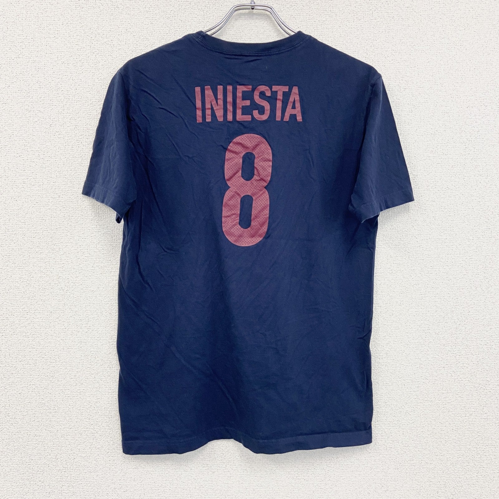 NIKE　ナイキ　FCバルセロナ　イニエスタ　半袖プリントTシャツ　紺　ネイビー　Mサイズ