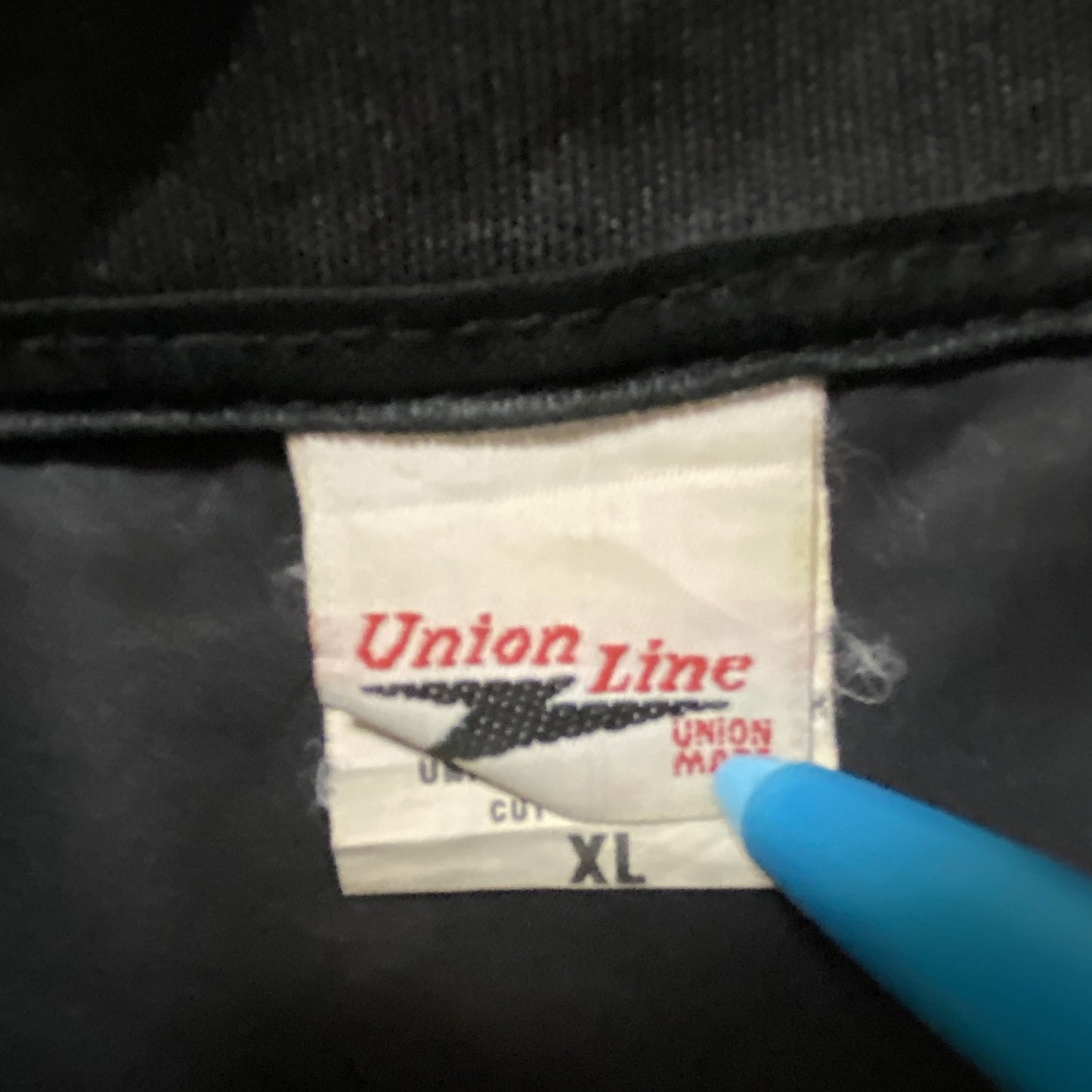 古着 used　Union Line　長袖ハーフジップナイロンプルオーバー　ウィンドブレーカー　ワンポイント刺繍　黒　XLサイズ
