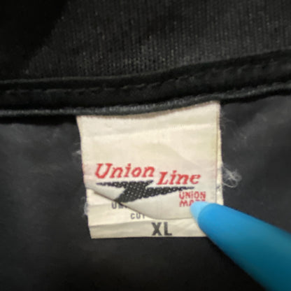 古着 used　Union Line　長袖ハーフジップナイロンプルオーバー　ウィンドブレーカー　ワンポイント刺繍　黒　XLサイズ