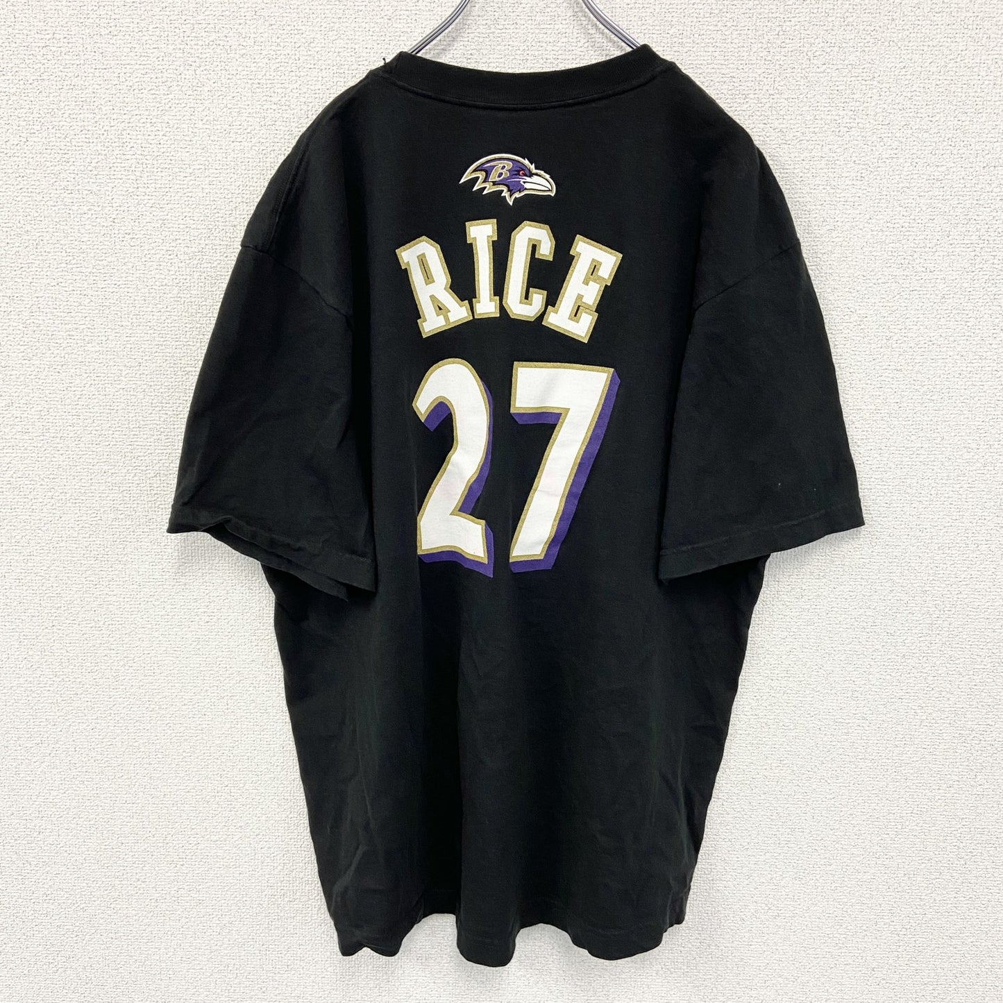 古着 used　Reebok リーボック　NFL　ボルチモア・レイブンズ　RICE ライス　半袖プリントTシャツ　黒　XLサイズ