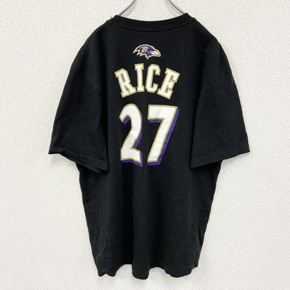 古着 used　Reebok リーボック　NFL　ボルチモア・レイブンズ　RICE ライス　半袖プリントTシャツ　黒　XLサイズ