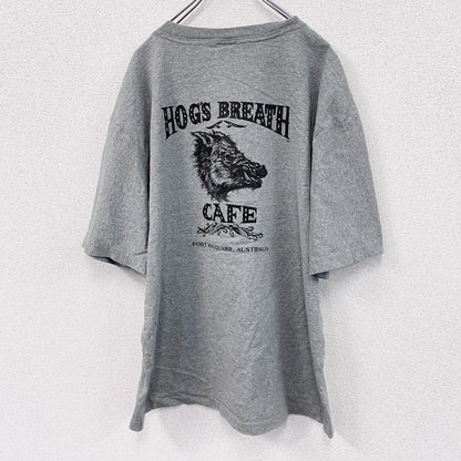 ～00s　CLOTHING　半袖プリントTシャツ　企業ロゴ　両面プリント　ヴィンテージ　灰色　グレー　Lサイズ