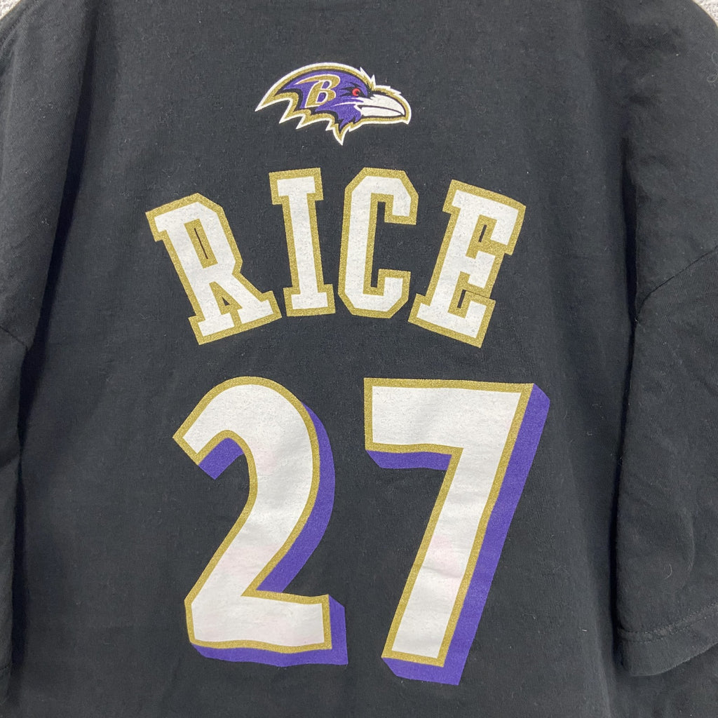 古着 used　Reebok リーボック　NFL　ボルチモア・レイブンズ　RICE ライス　半袖プリントTシャツ　黒　XLサイズ