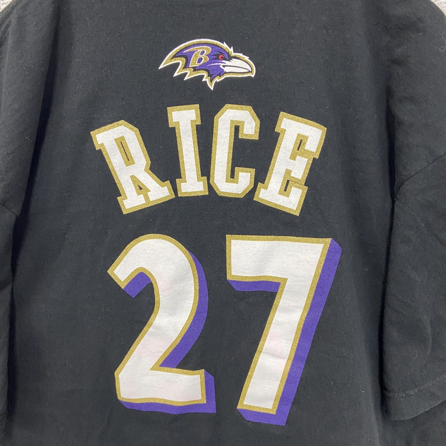 古着 used　Reebok リーボック　NFL　ボルチモア・レイブンズ　RICE ライス　半袖プリントTシャツ　黒　XLサイズ