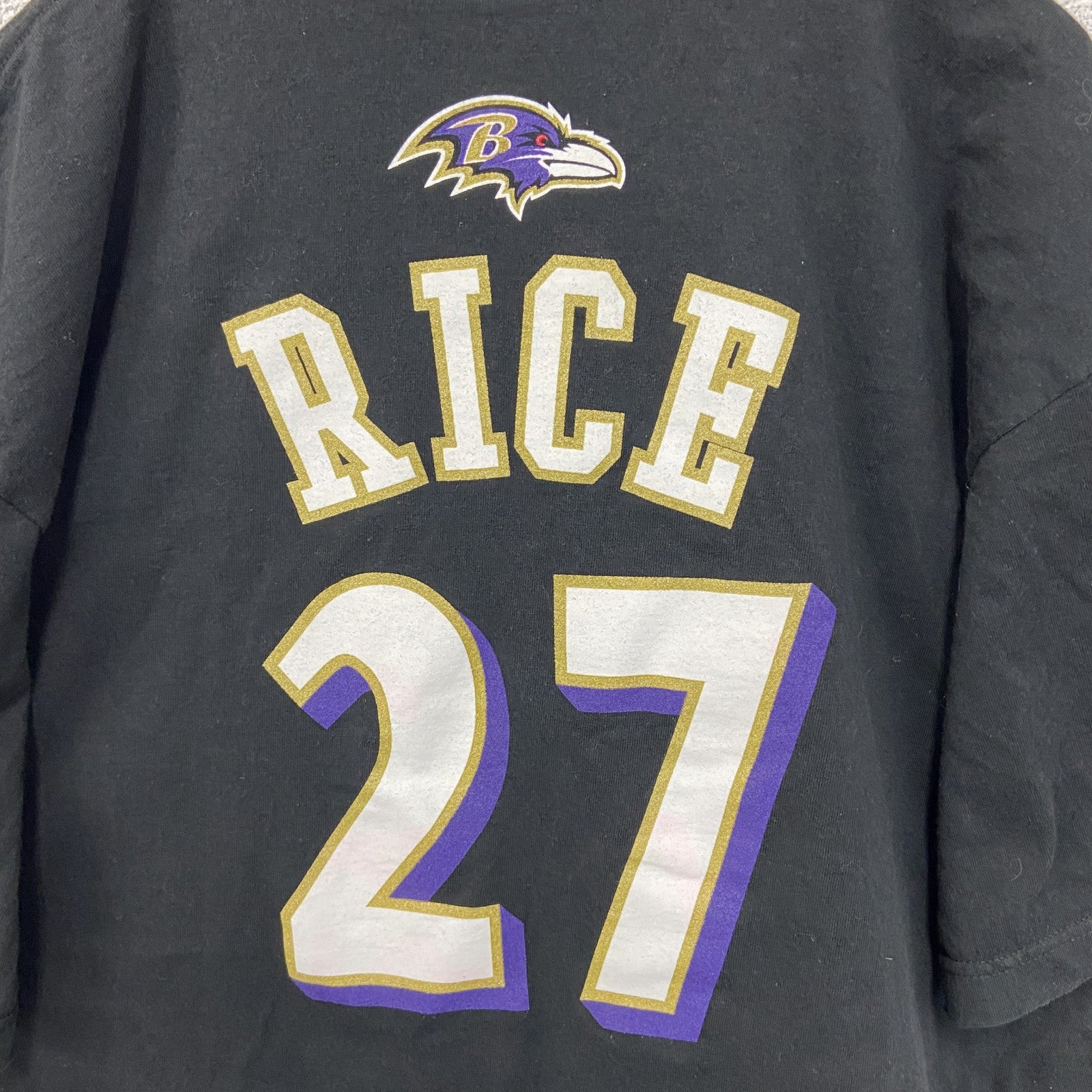 古着 used　Reebok リーボック　NFL　ボルチモア・レイブンズ　RICE ライス　半袖プリントTシャツ　黒　XLサイズ