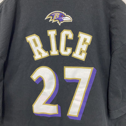 古着 used　Reebok リーボック　NFL　ボルチモア・レイブンズ　RICE ライス　半袖プリントTシャツ　黒　XLサイズ