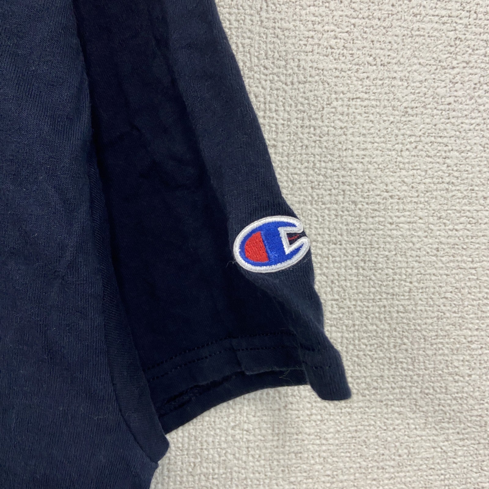 Champion　チャンピオン　半袖プリントTシャツ　デカロゴ　刺繍ロゴ　現行　紺　ネイビー　XLサイズ