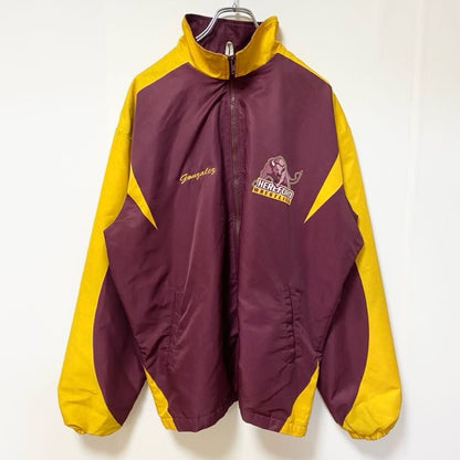 古着 used　22SPORTS　長袖ナイロンフルジップナイロンジャケット　レスリング　黄色　ワインレッド　Lサイズ